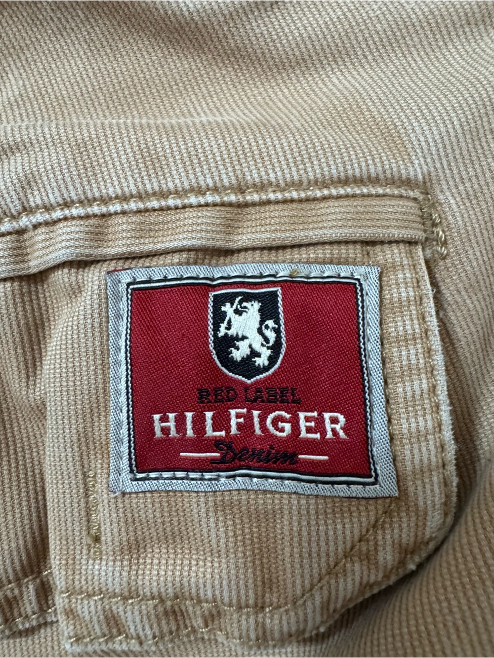 VTG 2004 Tommy Hilfiger Red Label Cargo Pants Corduroy Twill Khaki Tan 32x34 Y2K